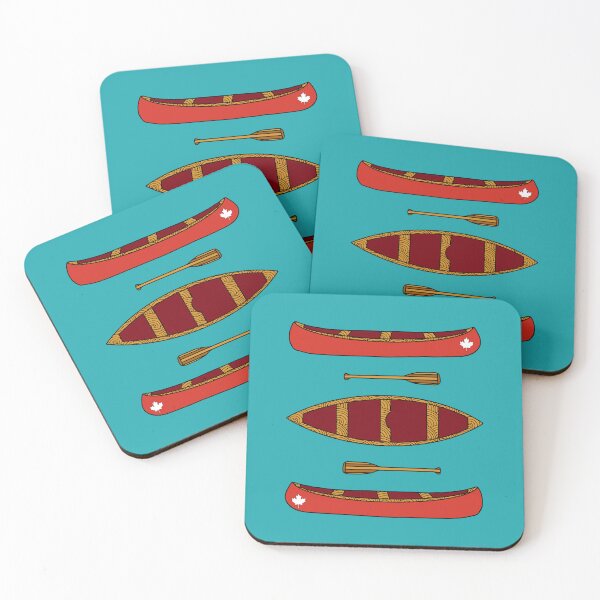 Item preview, Little Red Canoe - Hand-Drawn Canadian Paddling Art with Maple Leaf designed and sold by nomadraconteur.