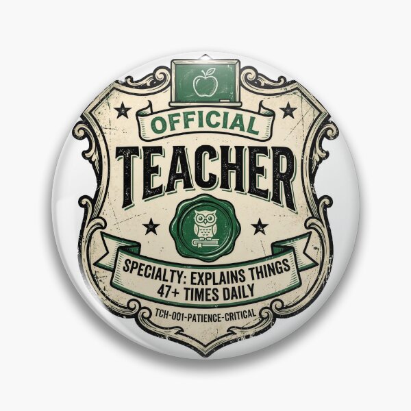 Item preview, Official Teacher Badge Explains Things 47 Times Funny Teacher Gift designed and sold by StillWildink.