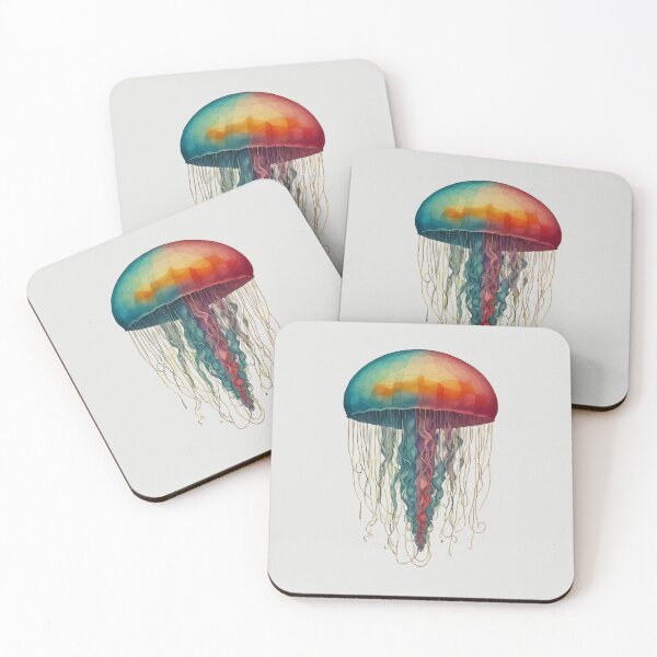 Item preview, Geometric Jellyfish – Modern Animal Art designed and sold by Tklezardesigns.