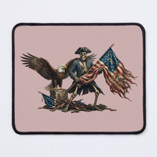 Item preview, Skeleton Patriot with Bald Eagle Flag PNG, 250th Anniversary America 2026, Vintage USA Freedom Design designed and sold by BreezifyDesignStudio.