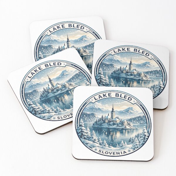Item preview, Lake Bled Winter Sticker – Slovenia Snowy Alpine Travel Art designed and sold by pod24.