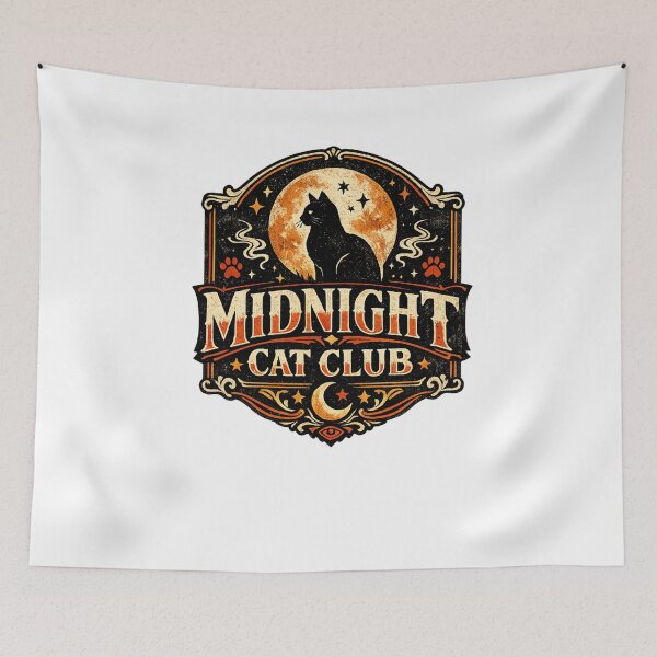 Item preview, Midnight Cat Club Vintage Retro Black Cat Design designed and sold by DailyTrendFinds.