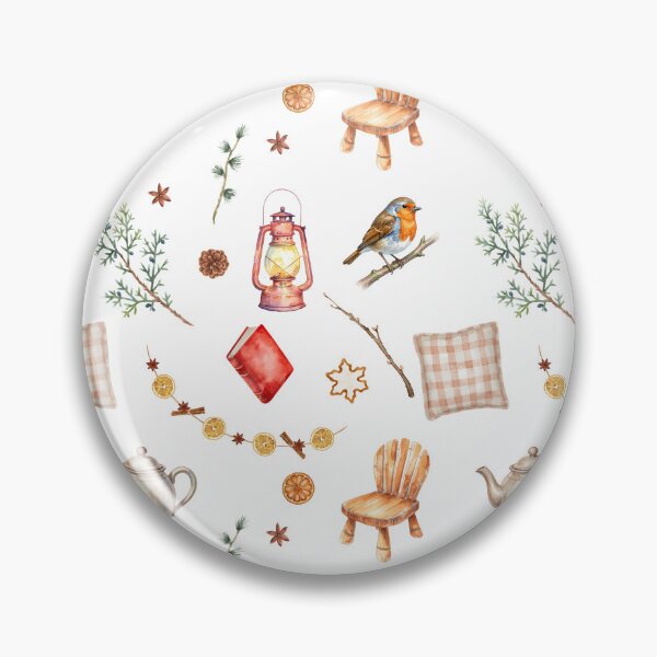 Item preview, Cozy Cottagecore Watercolor Pattern | Robin, Lantern & Hygge Comfort designed and sold by HelgaCraftery.