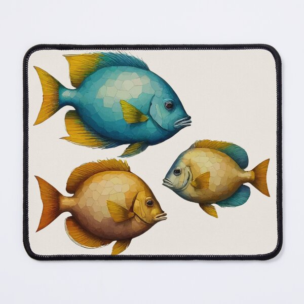 Item preview, Geometric Tropical Fish Trio – Modern Animal Art designed and sold by Tklezardesigns.