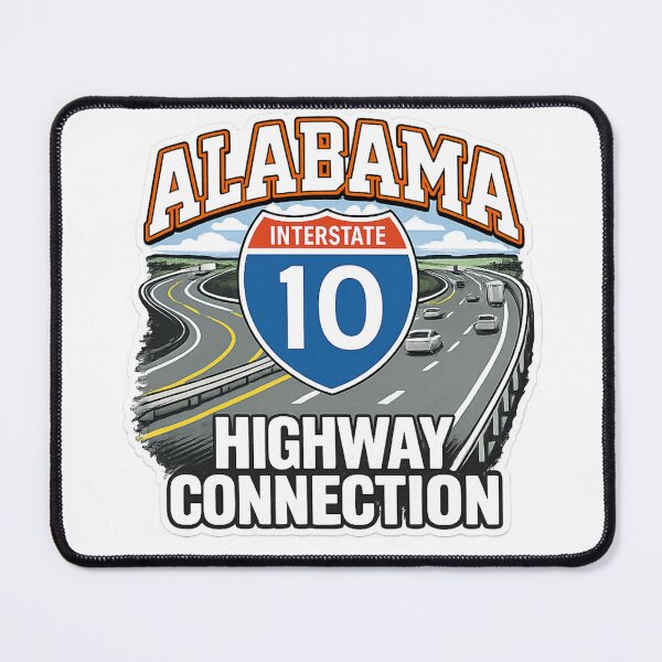 Item preview, Alabama Interstate 10 Highway Connection – Retro Road Trip Tee designed and sold by MerchlyMike.