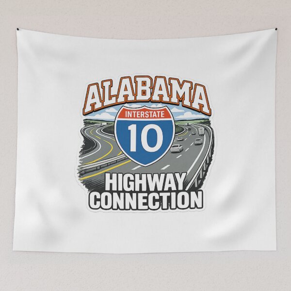 Item preview, Alabama Interstate 10 Highway Connection – Retro Road Trip Tee designed and sold by MerchlyMike.