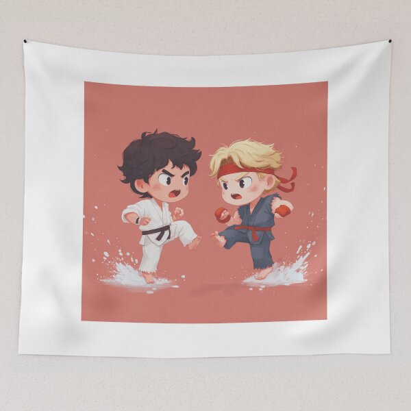 Item preview, Chibi Fire & Fist Duo | Cute Martial‑Arts Rivals Artwork designed and sold by MyChibiArts.