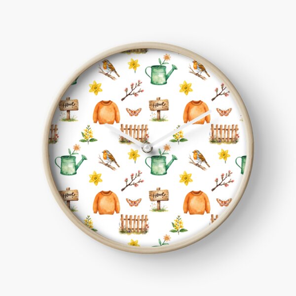 Item preview, Spring Cottagecore Watercolor Pattern | Robin, Flowers & Cozy Home designed and sold by HelgaCraftery.