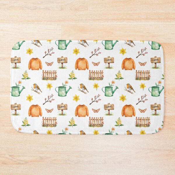 Item preview, Spring Cottagecore Watercolor Pattern | Robin, Flowers & Cozy Home designed and sold by HelgaCraftery.