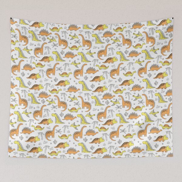 Item preview, Cute Hand Drawn Dinosaur Pattern - Mustard and Earthy Tones Dinos designed and sold by alijun.