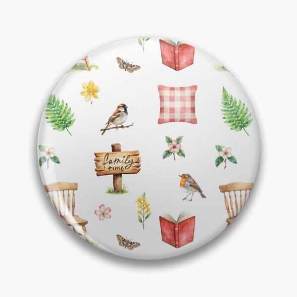 Item preview, Spring Cottagecore Watercolor Pattern | Family Time, Birds & Cozy Home designed and sold by HelgaCraftery.