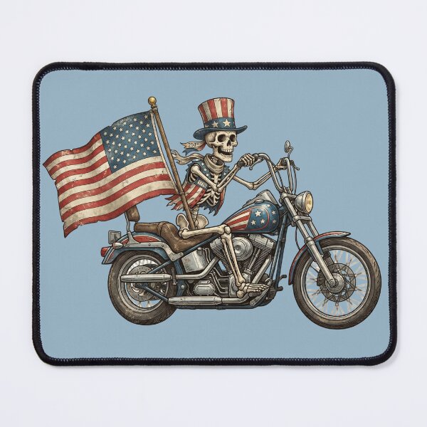 Item preview, USA 250th Anniversary Patriotic Biker Skeleton - 1776-2026 Liberty Ride designed and sold by BreezifyDesignStudio.