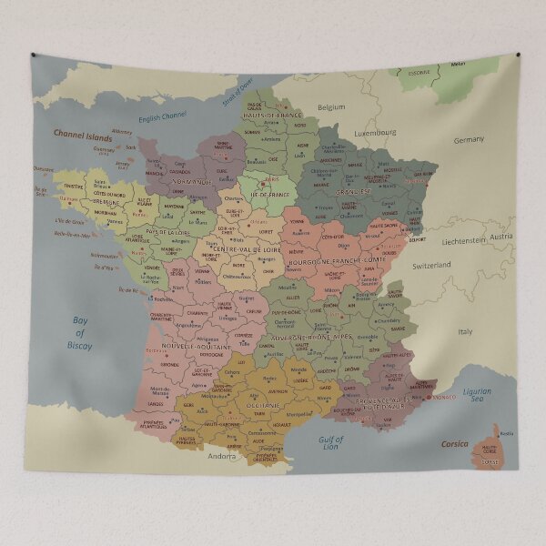 Item preview, France Political Map – Vintage Administrative Map of French Regions designed and sold by alijun.