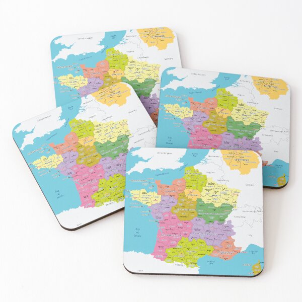 Item preview, France Political Map Poster – Colorful Administrative Map of French Regions designed and sold by alijun.