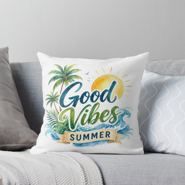 Item preview, Good Vibes Summer Tropical Palm | Watercolor Beach Vibes Summer | Tropical Island Good Vibes Art | Summer Good Vibes Coastal | Watercolor Palm Tree Summer | Beach Life Summer Vibes Print designed and sold by Noe Mill.