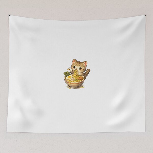 Item preview, Cute Cat Eating Noodles | Kawaii Ramen Kitten Transparent PNG designed and sold by arifali786.