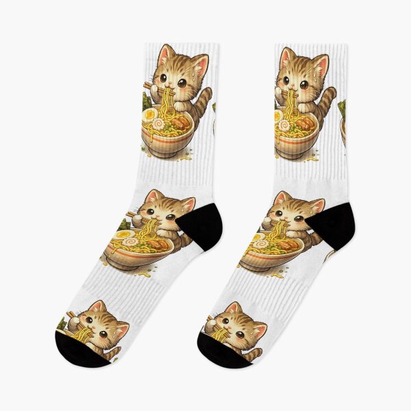 Item preview, Cute Cat Eating Noodles | Kawaii Ramen Kitten Transparent PNG designed and sold by arifali786.