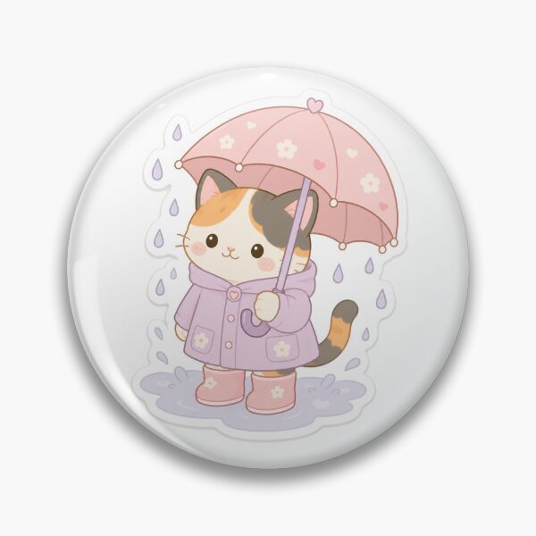 Item preview, Cute Calico Cat on spring under the rain  designed and sold by MochiBunnyDiaries.
