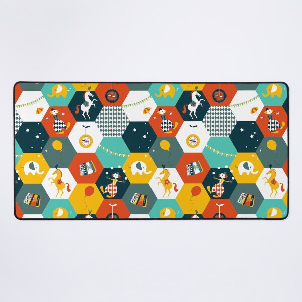 Item preview, Hexagon Circus - turquoise-yellow-rusty red designed and sold by kobyakov.