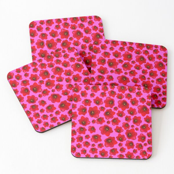 Item preview, English Garden – Red Tulip Floral Pattern on Pink designed and sold by PurrfectWhisper.