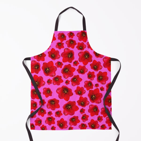 Item preview, English Garden – Red Tulip Floral Pattern on Pink designed and sold by PurrfectWhisper.