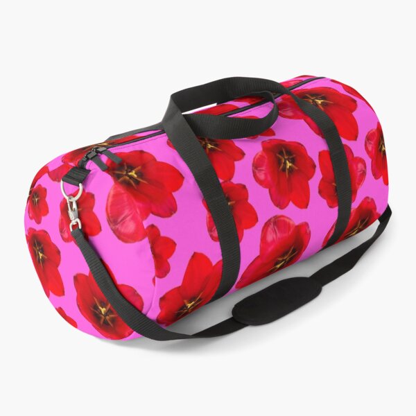 Item preview, English Garden – Red Tulip Floral Pattern on Pink designed and sold by PurrfectWhisper.