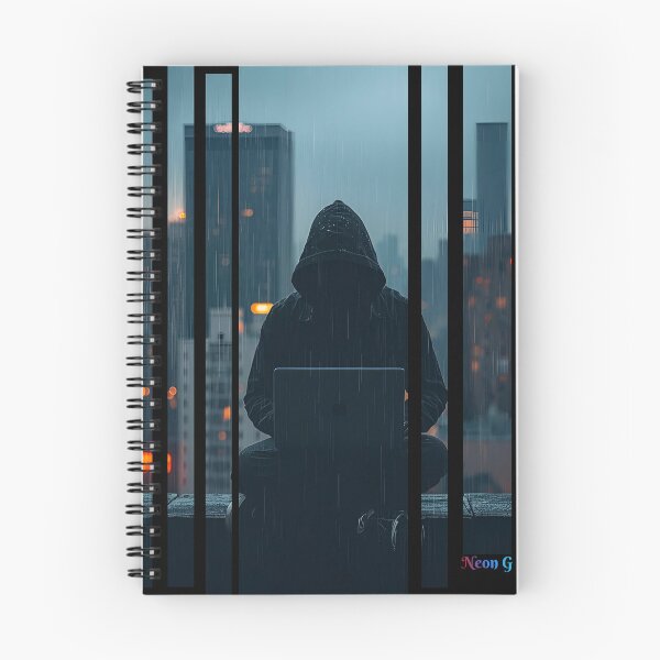 Item preview, Rebel hacker on rooftop under data rain 3 designed and sold by Neon G.