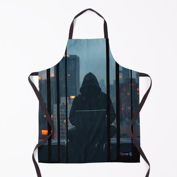 Item preview, Rebel hacker on rooftop under data rain 3 designed and sold by Neon G.