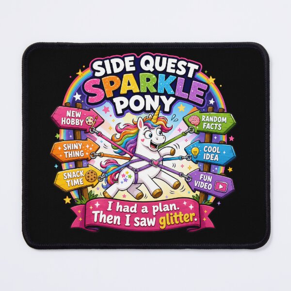 Item preview, Side Quest Sparkle Pony ADHD Unicorn Glitter Design designed and sold by HappyStimsCo.