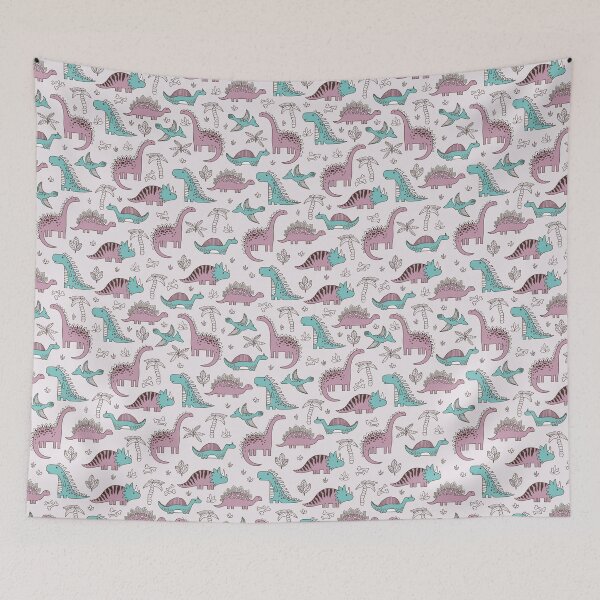 Item preview, Modern Boho Dinosaur Pattern - Dusty Rose and Mint Dino Art designed and sold by alijun.