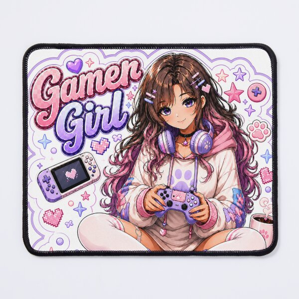 Item preview, Kawaii Gamer Girl – Cozy Pastel Gaming Sticker designed and sold by Sunset Deck Studio.