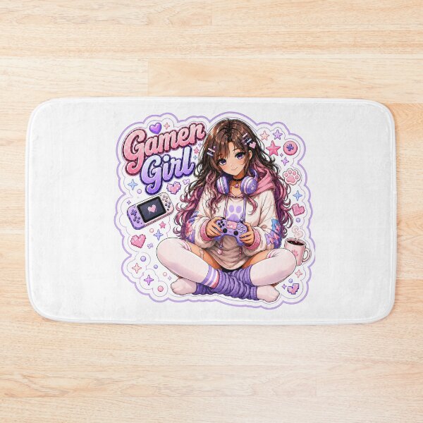 Item preview, Kawaii Gamer Girl – Cozy Pastel Gaming Sticker designed and sold by Rouge Reverie Studio.