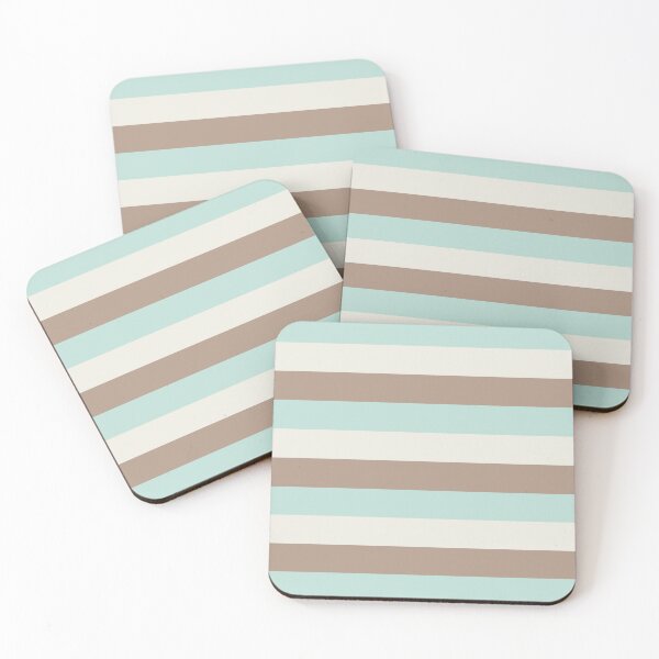 Item preview, 3 Large WARM TAUPE, MINT GREEN and CREAM Horizontal STRIPES designed and sold by RachelMacht.
