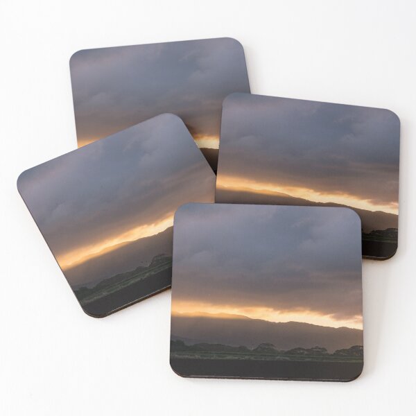 Item preview, Stormy Hawaiian Sunset - Rose Gold and Amethyst Behind Waianae Mountains designed and sold by Georgia Mizuleva.