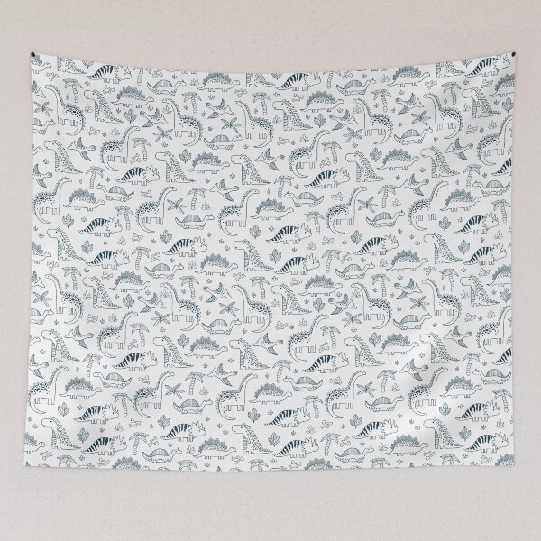 Item preview, Minimalist Black and White Dinosaur Line Art - Modern Dino Pattern designed and sold by alijun.