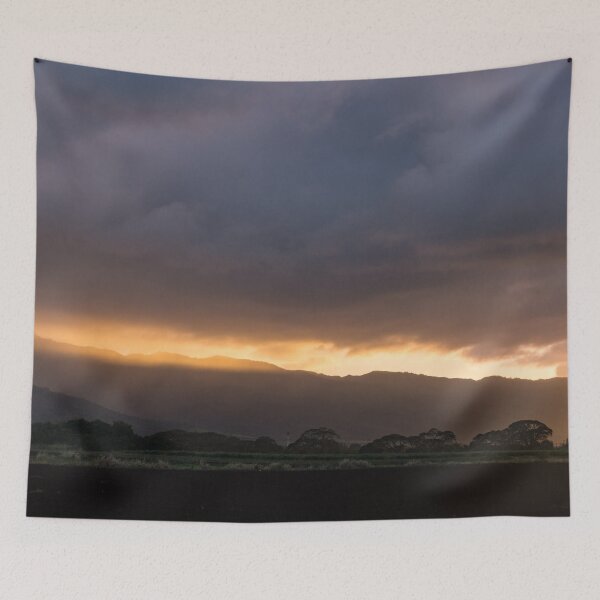 Item preview, Stormy Hawaiian Sunset - Rose Gold and Amethyst Behind Waianae Mountains designed and sold by Georgia Mizuleva.