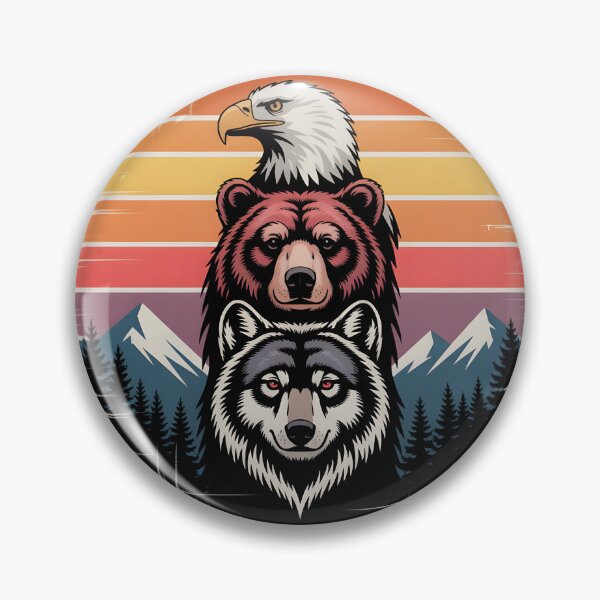 Item preview, Retro Eagle Bear Wolf Animal Totem Vintage Wilderness  designed and sold by Fitswear.