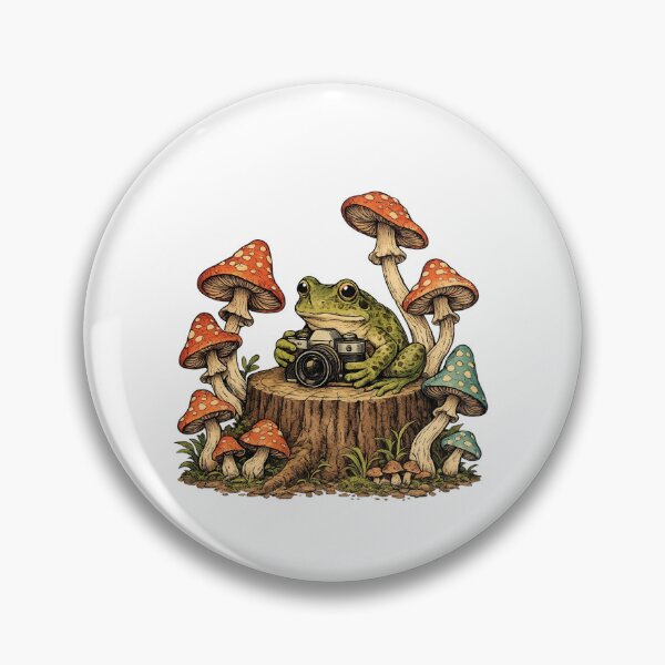 Item preview, frog with camera - frog among mushrooms taking pictures designed and sold by paggorek.