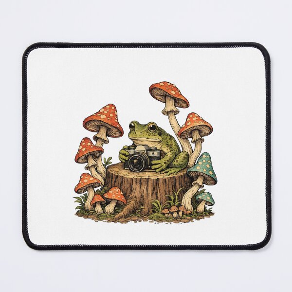 Item preview, frog with camera - frog among mushrooms taking pictures designed and sold by paggorek.