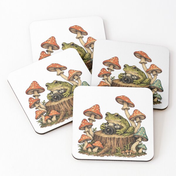 Item preview, frog with camera - frog among mushrooms taking pictures designed and sold by paggorek.