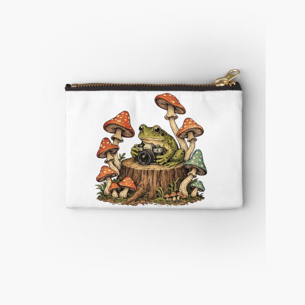 Item preview, frog with camera - frog among mushrooms taking pictures designed and sold by paggorek.