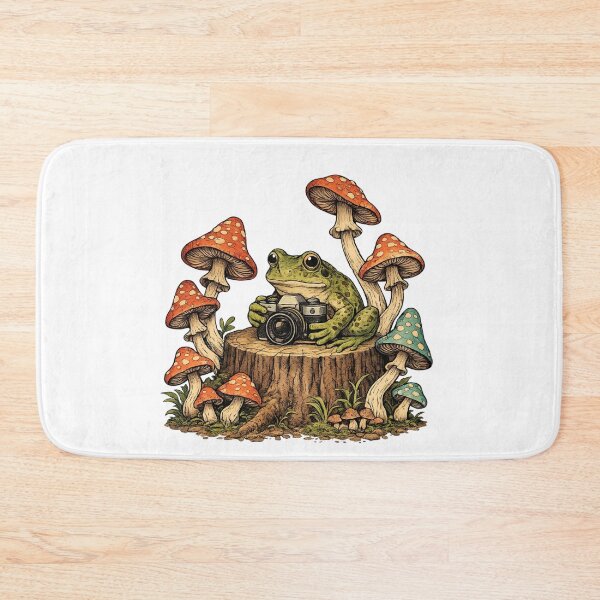 Item preview, frog with camera - frog among mushrooms taking pictures designed and sold by paggorek.