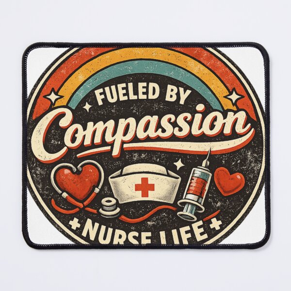 Item preview, “Fueled by Compassion – Retro Nurse Life Badge” designed and sold by Youpiworld.