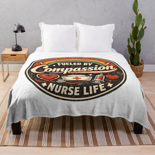 Item preview, “Fueled by Compassion – Retro Nurse Life Badge” designed and sold by Youpiworld.