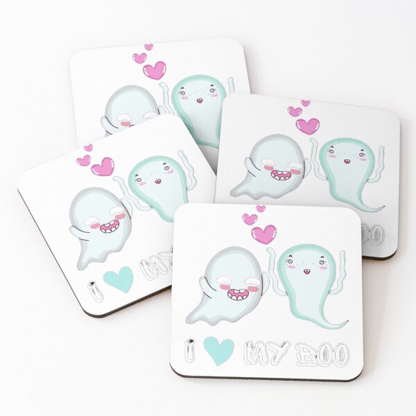 Item preview, Cute Ghost Couple Sticker Design | I Love My Boo Kawaii Halloween Art designed and sold by PixelVibe Art.
