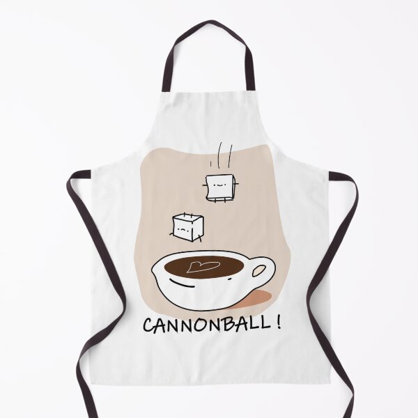 Item preview, Cute doodle of sugar cubes jumping into coffee cup with heart shaped reflection and Cannonball text, funny caffeine concept designed and sold by JOCSTOCK.