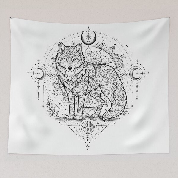Item preview, Sacred Spirit Wolf Mandala Illustration designed and sold by suryabumblee.
