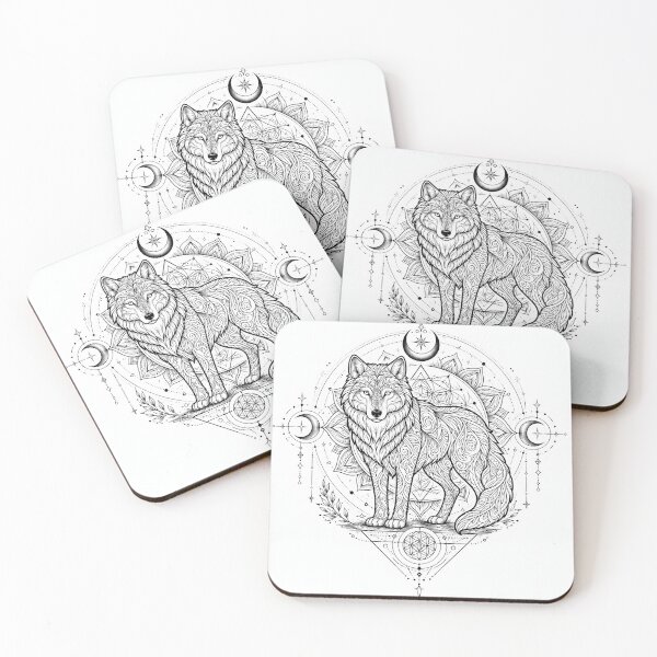 Item preview, Sacred Spirit Wolf Mandala Illustration designed and sold by suryabumblee.