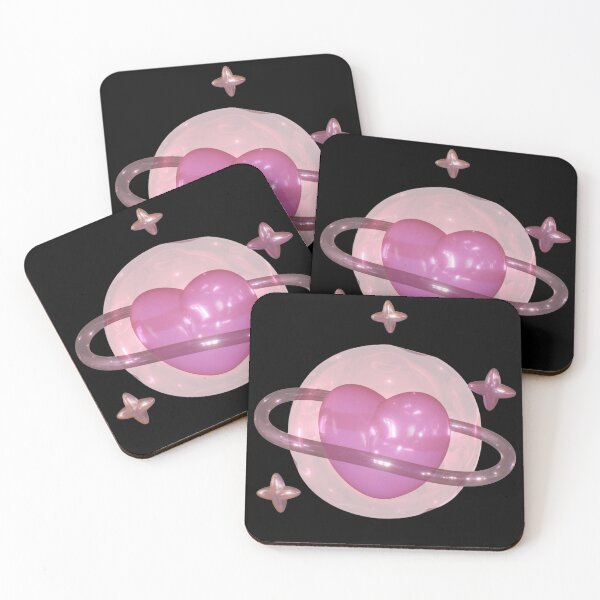 Item preview, 3D Cosmic Heart Planet | Y2K Aesthetic Pink Space Aura Art designed and sold by Rawafi Art Studio.