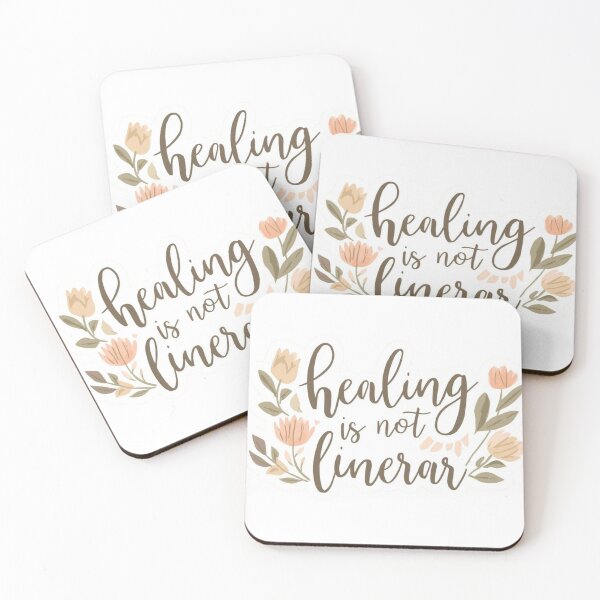Item preview, Healing Is Not Linear – Peach & Sage Floral Affirmation designed and sold by CRoseCounseling.